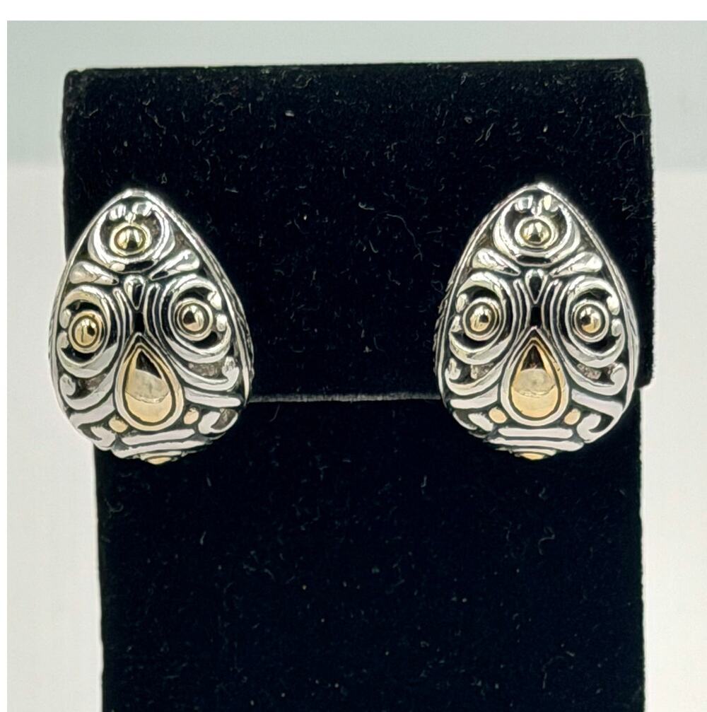 Vintage T*J John Medeiros Jewelry Silver & Gold Tone Clip-on Earrings